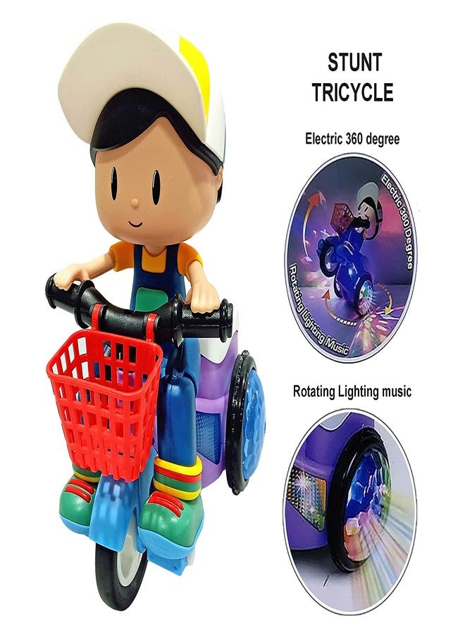 NIYANETAIL Light and Sound Musical Stunt Bike Tricycle Bump and Go Scooter Toy - 4D Flashing Light Effects and Music Stunt Motorcycle with 4D Lights, 360 Rotation Movement - Image 3